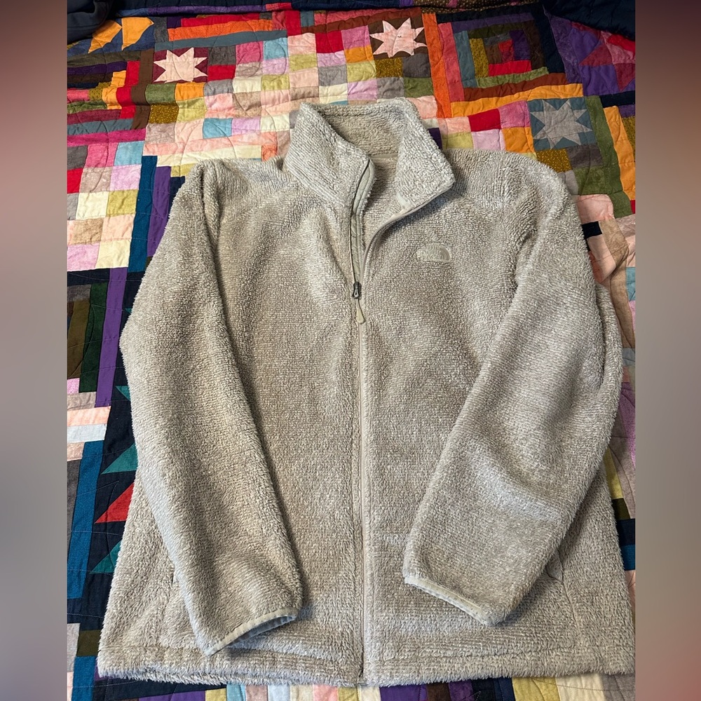 Almond North Face Fleece Zip-Up Jacket